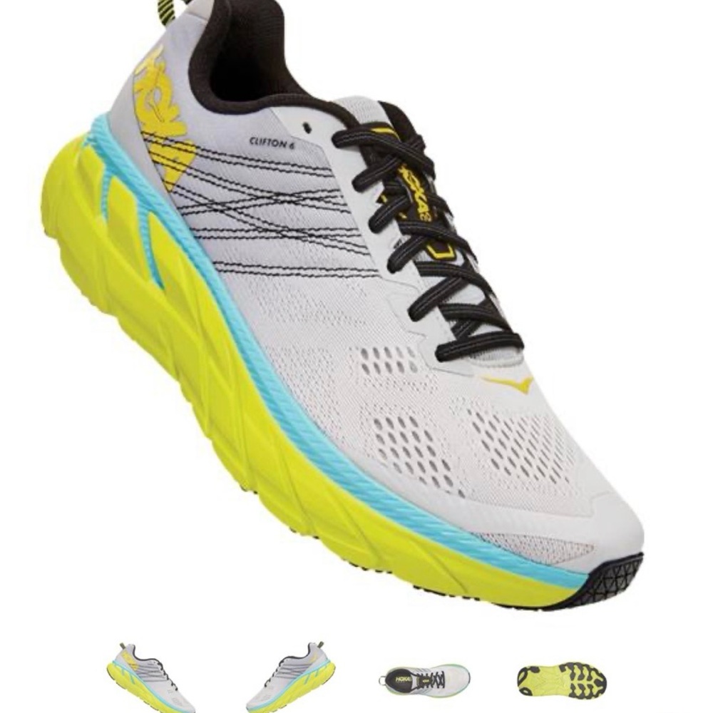 Hoka Men's Clifton 6 Shoes Lunar Rock/Nimbus Cloud,‎ Sz. 10, USED